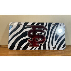 Florida State Seminoles Silver Logo NCAA "Zebra" License Plate